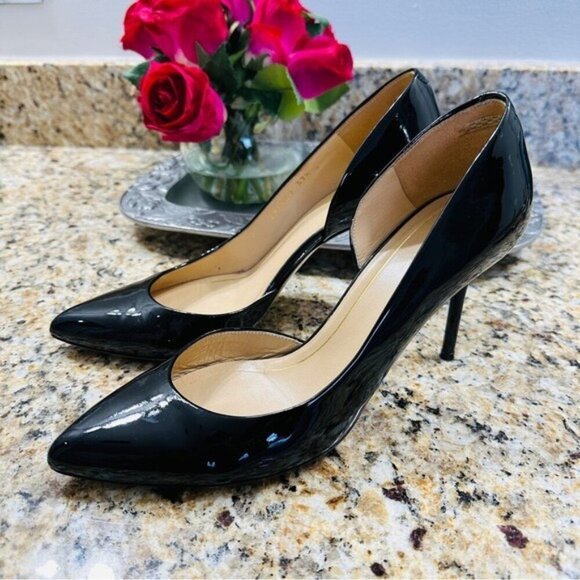 Gucci Black Patent Leather D'Orsay Pumps Size 7.5 - Picture 1 of 11